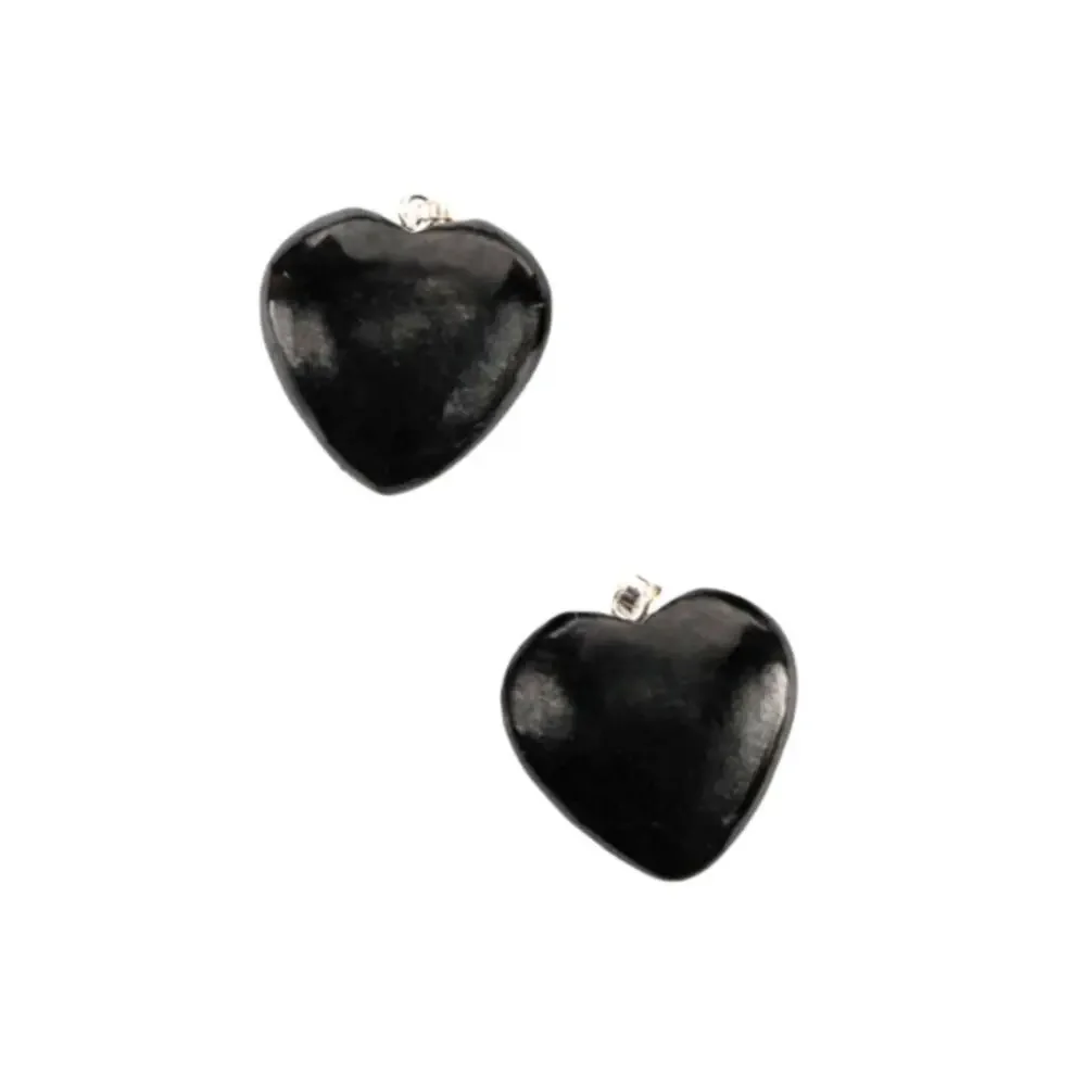 Shungite Heart Pendant 25 x 24mm Black 1PC